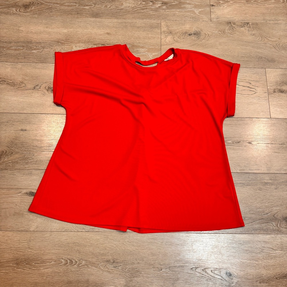 Cato Bright Red Short Sleeve Relaxed Crewneck Top